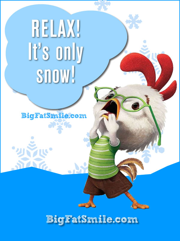 Miscellaneous : Fun - Chicken Little weather and news reports love to blow everything out of proportion. Relax... It's just a little snow. It will melt! photo